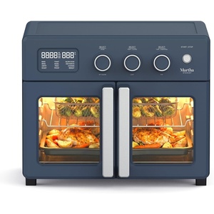 image:imageMartha Stewart French Door Air Fryer Toaster Oven Combo 34QT Countertop Convection 12in1 Bake Broil Roast Fits 12 PizzaDehydrate5 Accessories Air Fry Basket Stainless Steel Linen CreamIndigo Blue